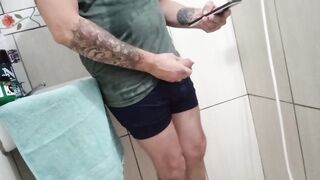 my sister caught me batu jacking off into the WC