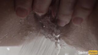 Close-up of the Labia and Clit Pee into the Shower and Washing the Vagina with a Stream