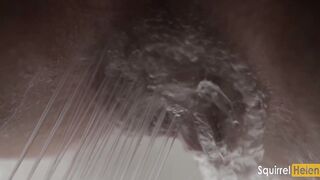 Close-up of the Labia and Clit Pee into the Shower and Washing the Vagina with a Stream