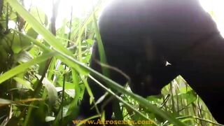 native Black toy masturbating inside the jungle