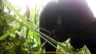 native Black toy masturbating inside the jungle