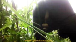 native Black toy masturbating inside the jungle
