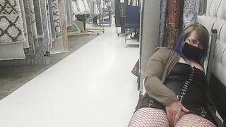 mom Rubbing Vagina inside Busy Furniture Store..almost Gets Caught