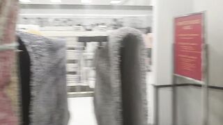 mom Rubbing Vagina inside Busy Furniture Store..almost Gets Caught