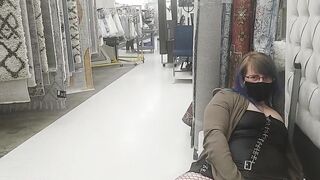 mom Rubbing Vagina inside Busy Furniture Store..almost Gets Caught