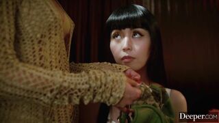 Deeper. Mona leads the ultimate five-cunt with mouth reverse gang bang