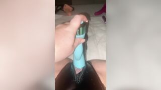 DVP Squirt! Stretching my Tight Snatch by Fucking 2 Sex Toys at once