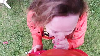 Oral Sex into Orange Rainwear