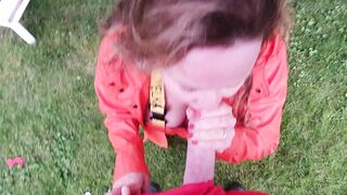 Oral Sex into Orange Rainwear