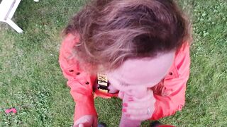 Oral Sex into Orange Rainwear