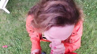 Oral Sex into Orange Rainwear