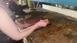 Female Domination Wraps slave inside Saran Wrap and is Slowly Edged