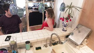 Stepmom Gets Pics for Anniversary of Secretary Sucking Off Hubby's Cock so she Fucks her Stepson
