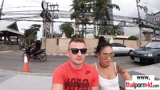 Big Boobed amateur Thai Polly saying thank you on a long
