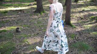 A Pregnant women with an Egg Gets a Cumshot into a Deep Forest while Picking Mushrooms