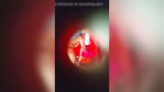 I spied inside the outdoor beachcabin two wives...