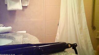 Skinny Asian Women getting naked into the toilet