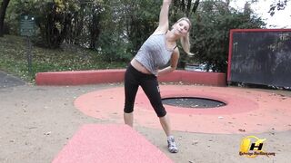 Jump and Running into Public Park by Katerina-Hartlova