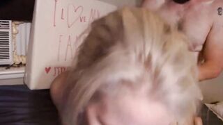 Blue eyed whore Sandy giving a dirty goddess blow job gets