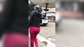 Ripened booty cheek European inna red beauty spandex