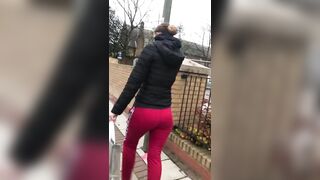 Ripened booty cheek European inna red beauty spandex