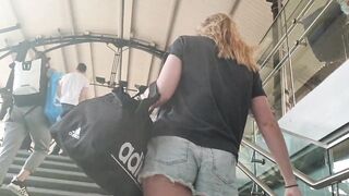 Candid upshorts ass cheeks