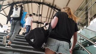 Candid upshorts ass cheeks