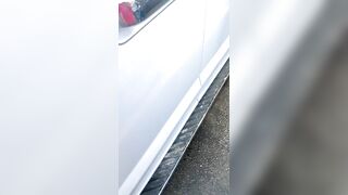 Huge Fat Ass inside Blue Leggings at the Car Wash