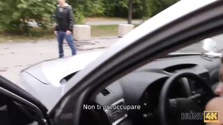 HUNT4K. For cash a dazzling nymph has outdoors sex with