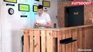 HORNYHOSTEL - Huge Titted Cheating Mistress Arteya get some Voluptuous Dick at the Reception Desk