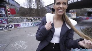 Finish blonde Bombshell gets picked up into outside has public