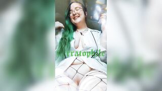 Gothic BBW Smoking Weed into Fishnets and Blouse