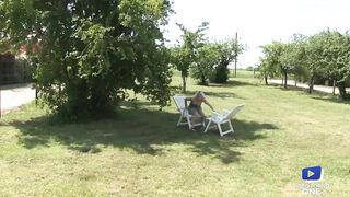 Slutty MILF Eva boned into the garden lounge