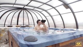 OLD4K. Petite dark haired is into the mood for sexual sex