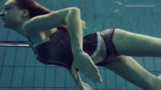 Blue Clothed Duna Bultihalo with Huge Titties inside the Pool