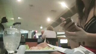 Helena Eating two - Outside Restaurant Lounge