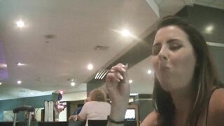 Helena Eating two - Outside Restaurant Lounge
