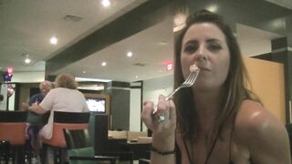 Helena Eating two - Outside Restaurant Lounge