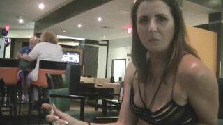 Helena Eating two - Outside Restaurant Lounge