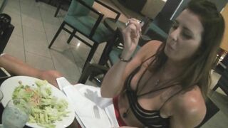 Helena Eating two - Outside Restaurant Lounge