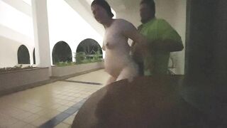 Camille Pregnant, Nude and having Sex between the Elevator and the Lobby