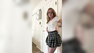 Nerdy Blonde Strip Tease Snatch Play 