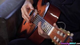 Curvy latin MILF rides guitar teachers dick before oral sex