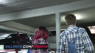 Cutie 3some into the garage with Molly Saint Rose and