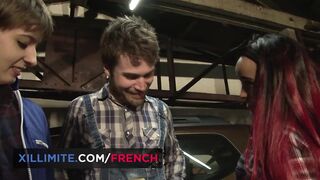 Cutie 3some into the garage with Molly Saint Rose and