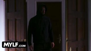 Pure sexy Blonde milf Gets Attacked by a Burglar and has to do what he Desires to Please him