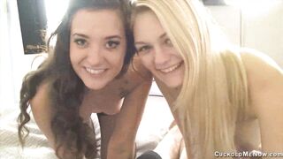 two women Oral Sex Penis Blowing and Female Domination Fighting over a Dick to Suck it Dry pov Style Cutie Girls take