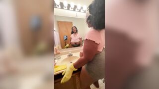 Black BBW Cleaning Nipples Hanging out my Shirt