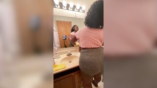 Black BBW Cleaning Nipples Hanging out my Shirt