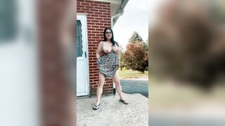 Flashing my Long Titted before Spraying Piss all over the Place outdoors